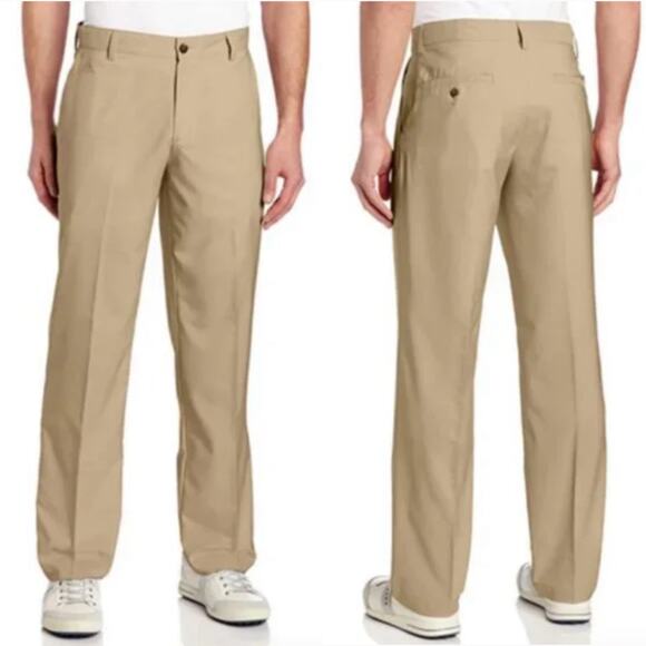 NWT ADIDAS Pants Men 36x32 Beige ClimaLite Gold Chino Golf Wrinkle Free